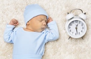 Sleeping Newborn Baby And Clock, New Born Sleep In Bed