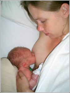 Tiny newborn nursing